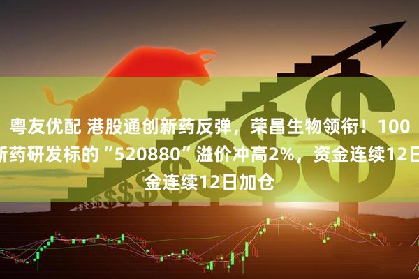 粤友优配 港股通创新药反弹，荣昌生物领衔！100%创新药研发标的“520880”溢价冲高2%，资金连续12日加仓